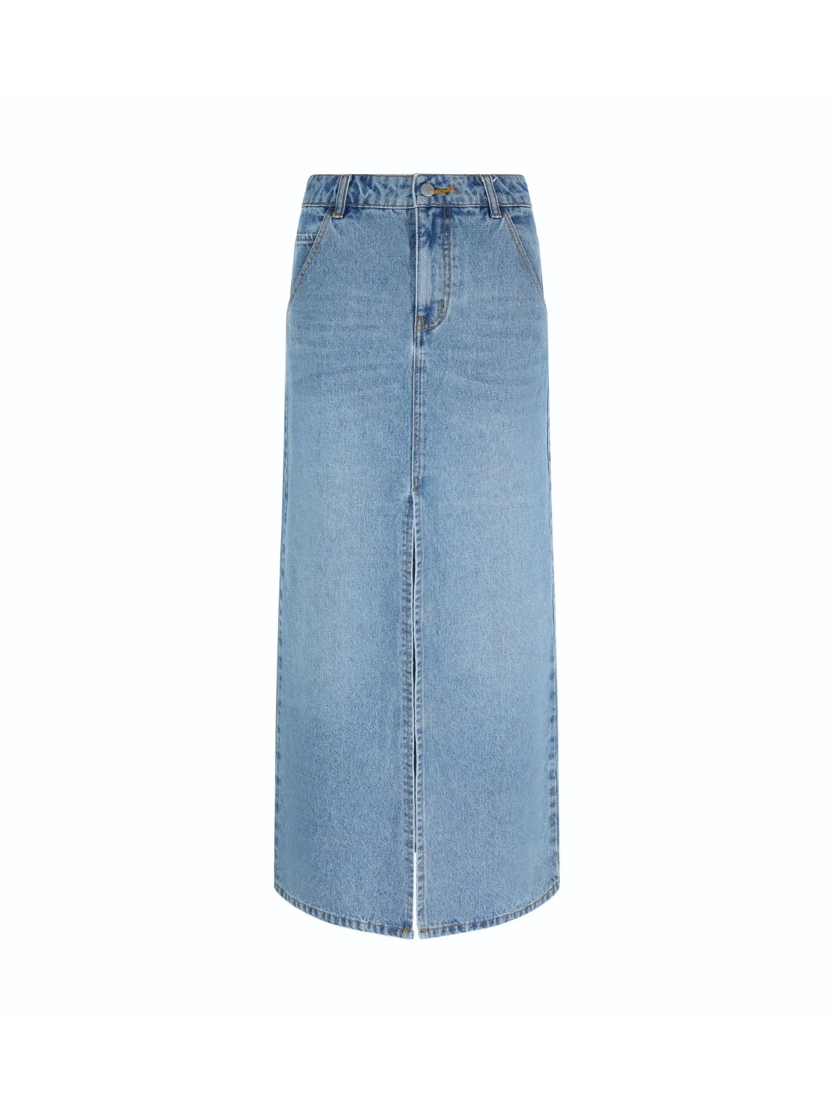 Split Maxi Denim Skirt in Blue