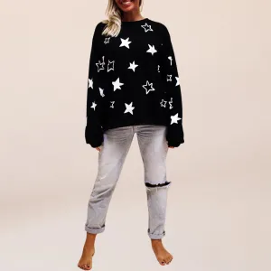 STARS  | ALL OVER PRINT| Drop Shoulder Oversized Pullover | ADULT