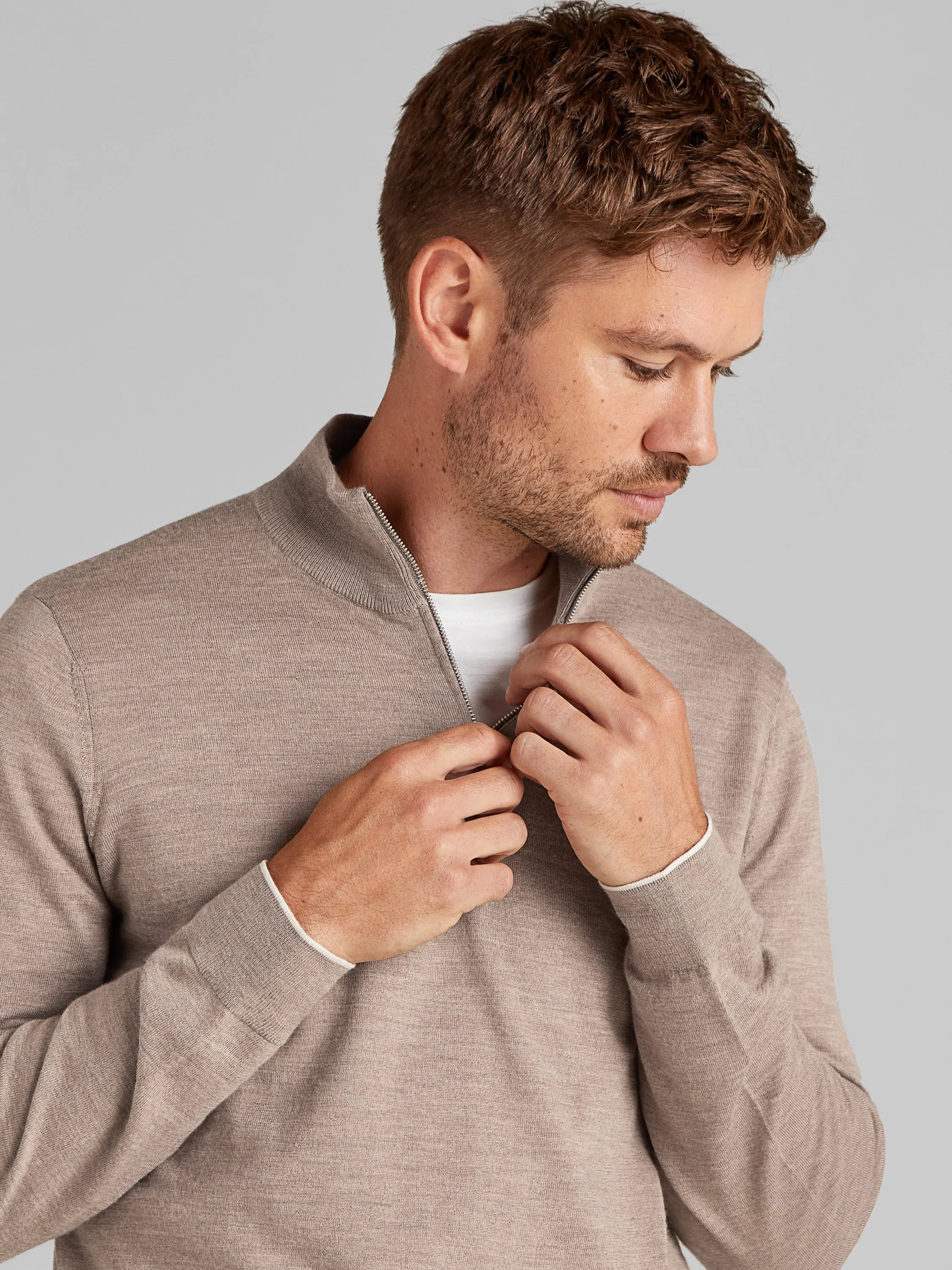 Super Fine Merino Wool Zip Neck