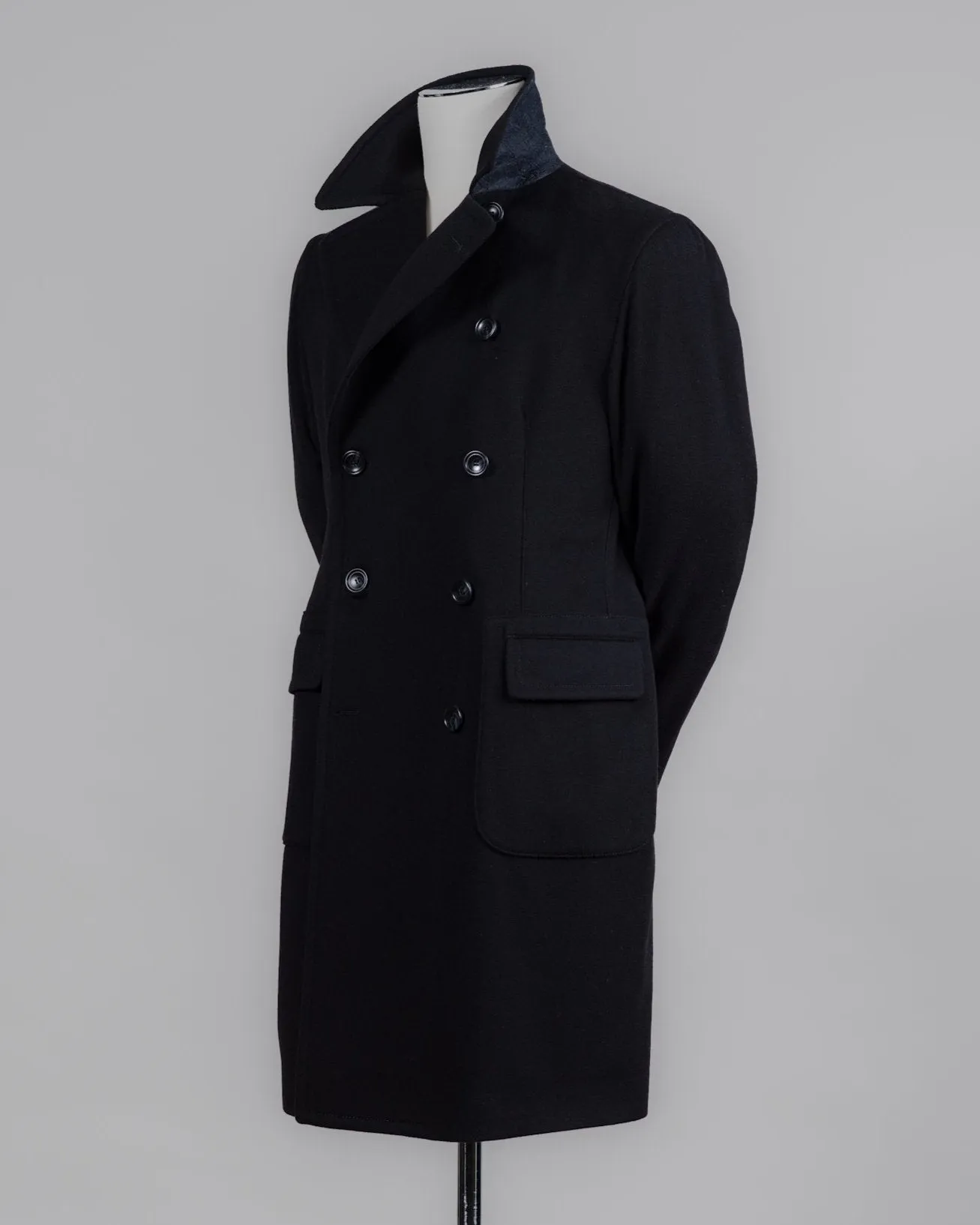 Tagliatore Double-Breasted Overcoat / Black