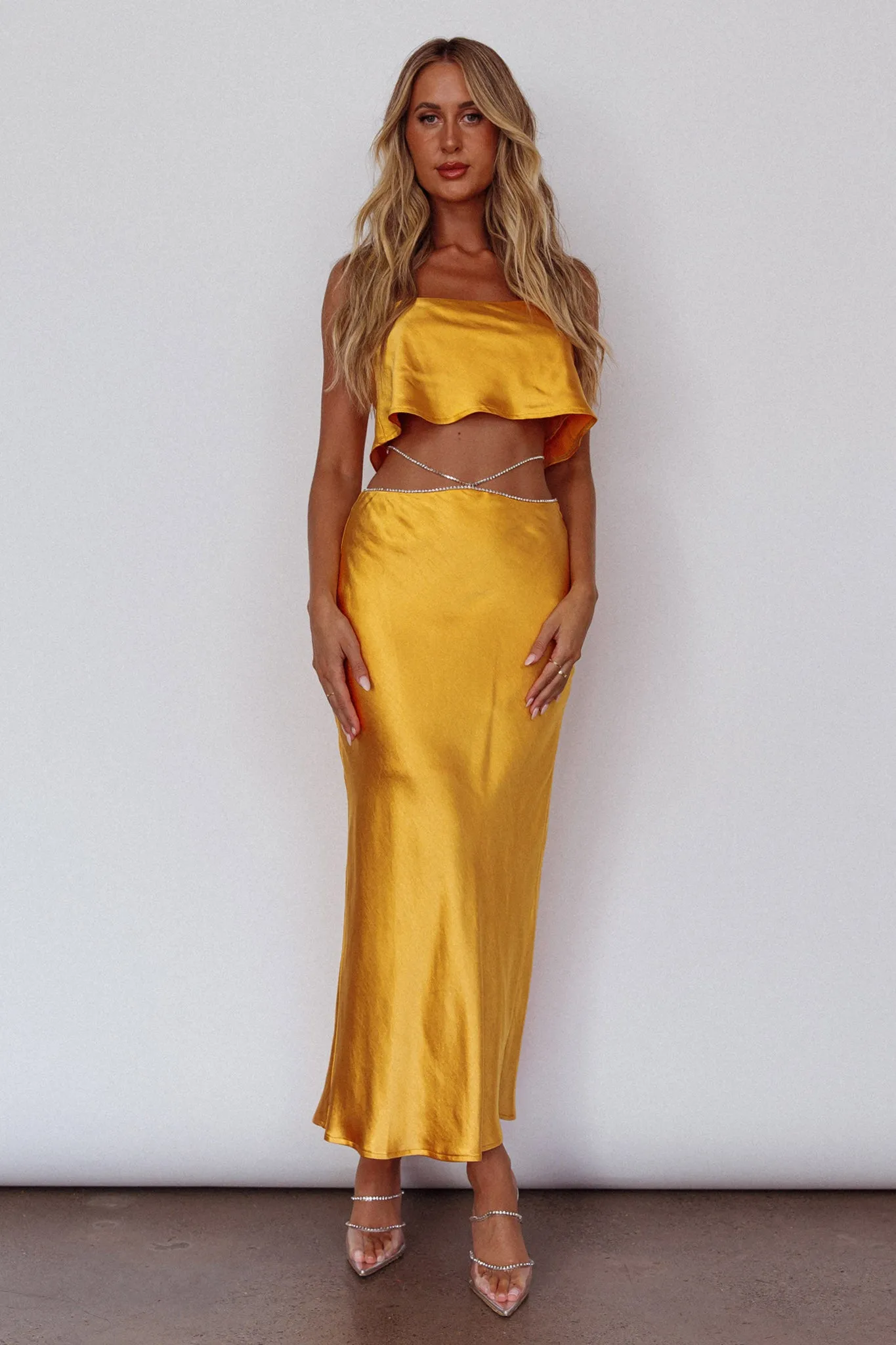 Tahni Diamante Chain Maxi Skirt Mango