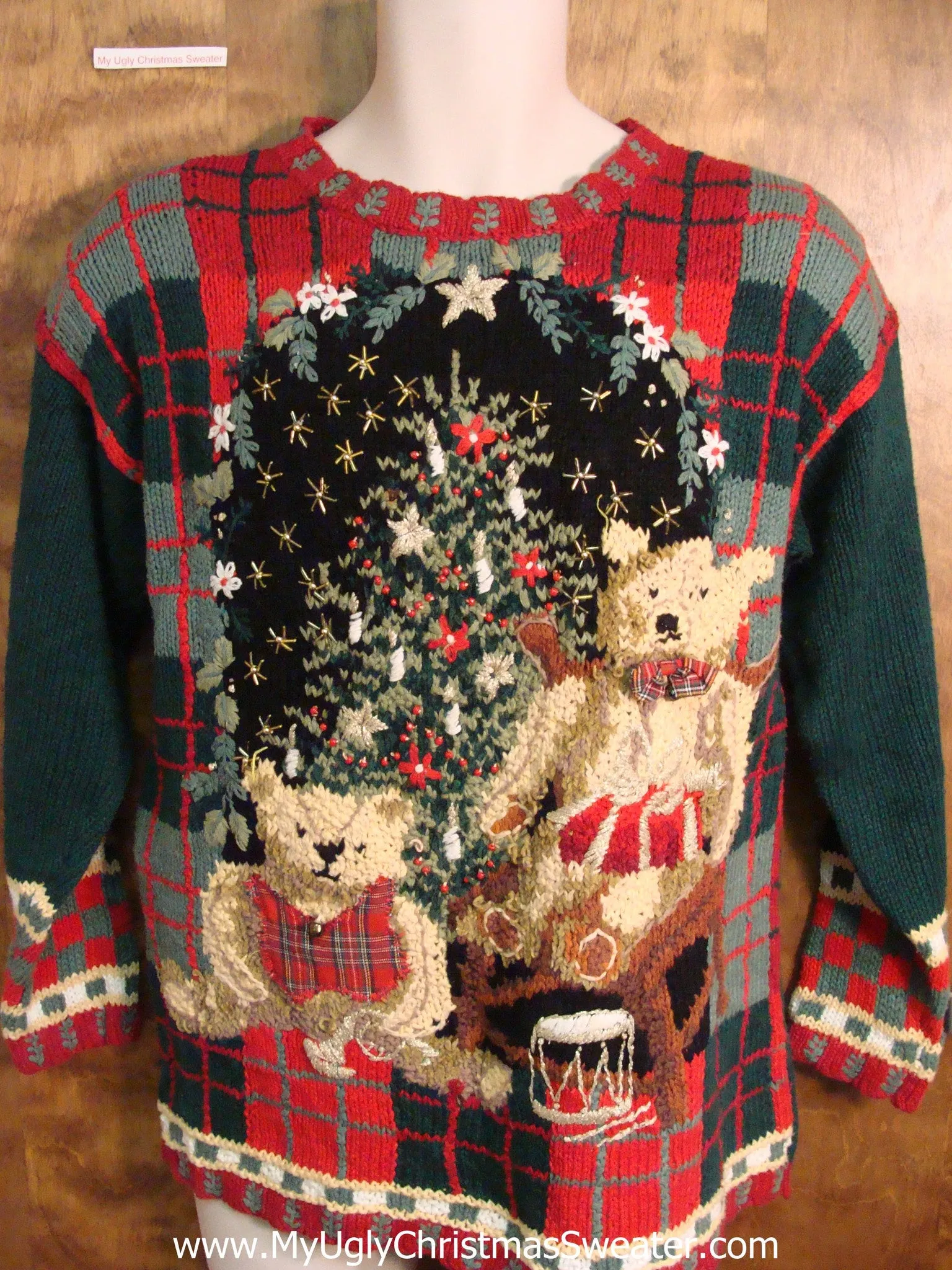 Teddy Bears by The Tree 80s Ugly Christmas Sweater