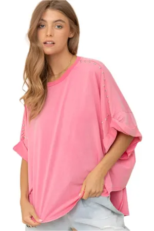 TEEK - Studded Oversized High Low Shirt