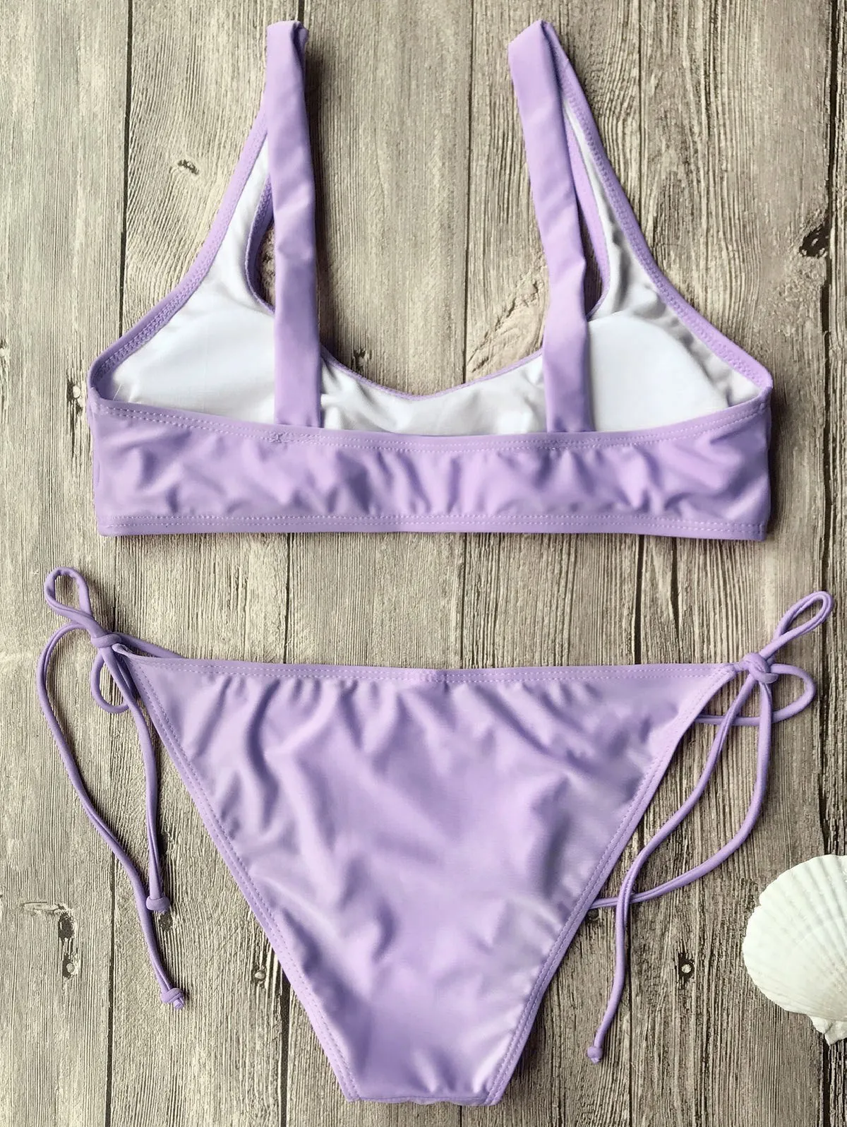 Tie Side String Scoop Neck Bikini Set