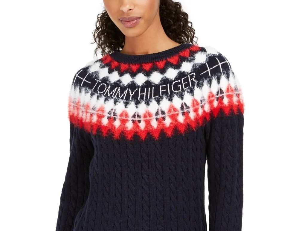 Tommy Hilfiger Women's Fair Isle Sweater Blue Size X-Small