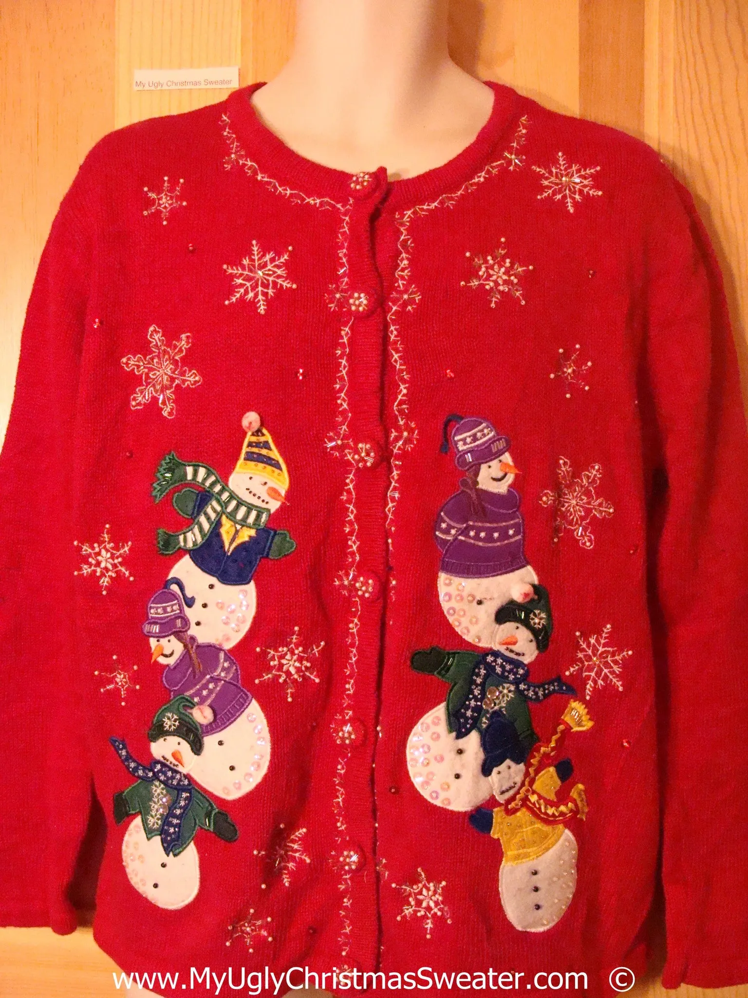 Toppling Snowman Themed Cheesy Christmas Sweater