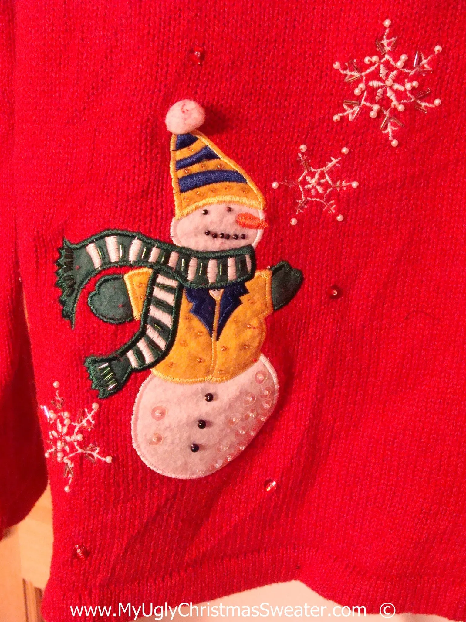 Toppling Snowman Themed Cheesy Christmas Sweater