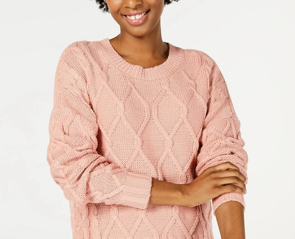 Ultra Flirt Juniors' Cable-Knit Sweater Pink Size Small