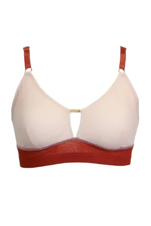 Victoria Mesh Keyhole Bralette - Blush / Terracotta