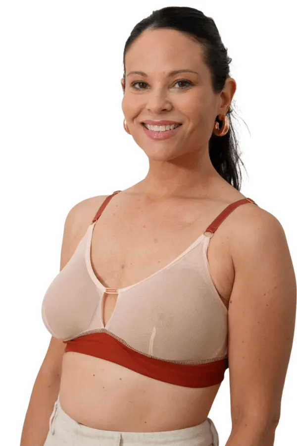 Victoria Mesh Keyhole Bralette - Blush / Terracotta