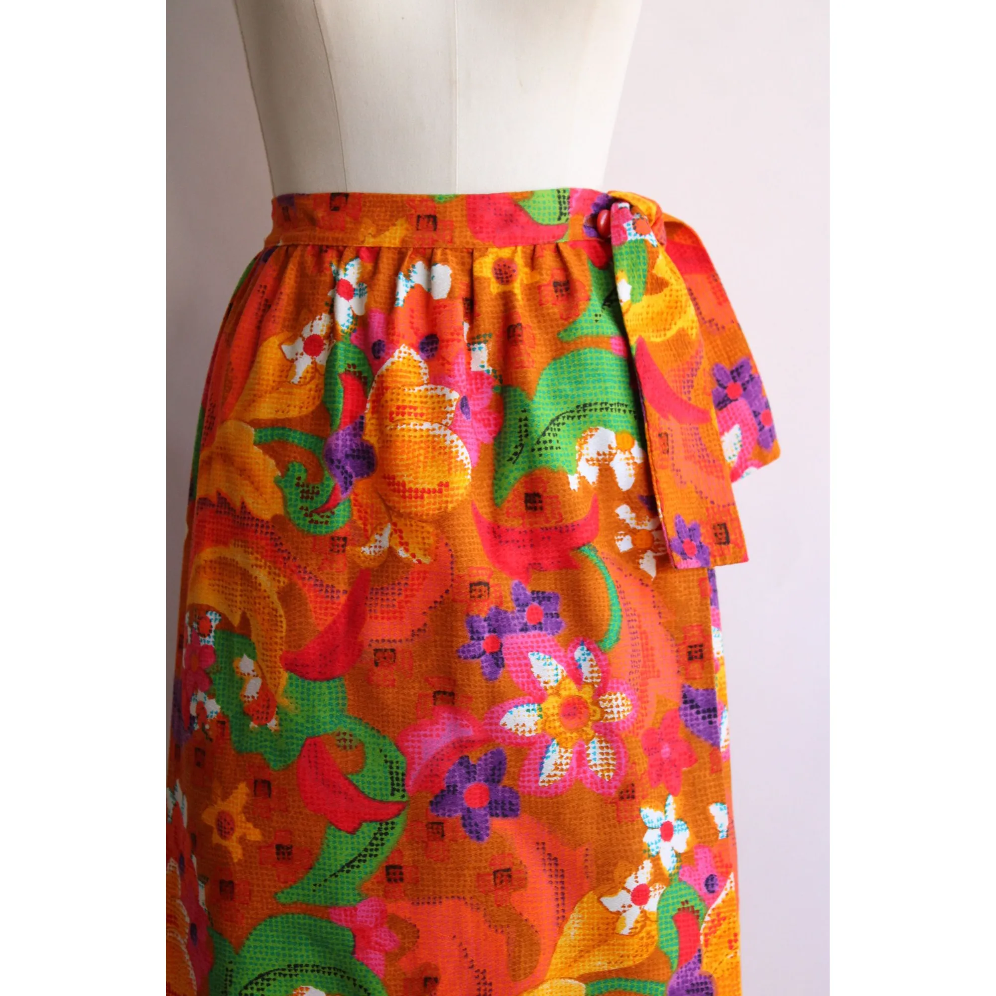 Vintage 1960s Skirt / Beverly Vogue Wrap Maxi Skirt / Flower Power