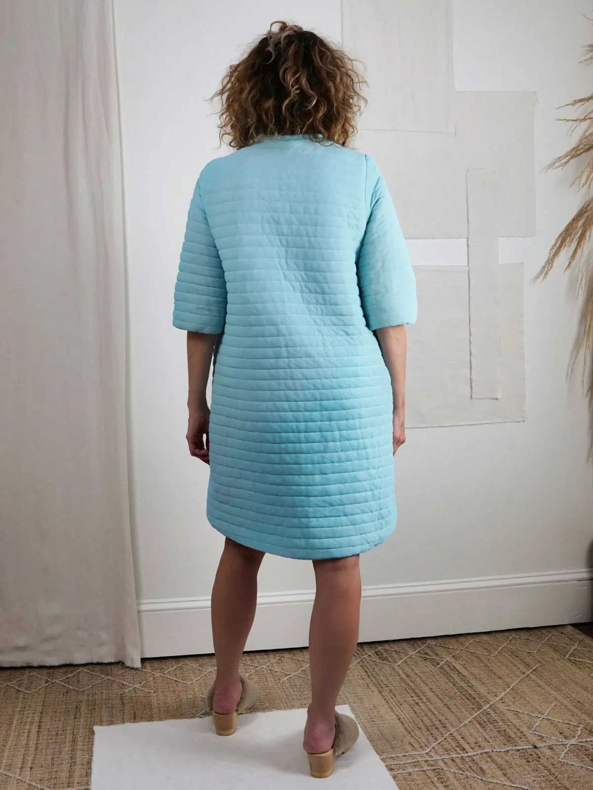 Vintage Powder Blue Quilted House Coat