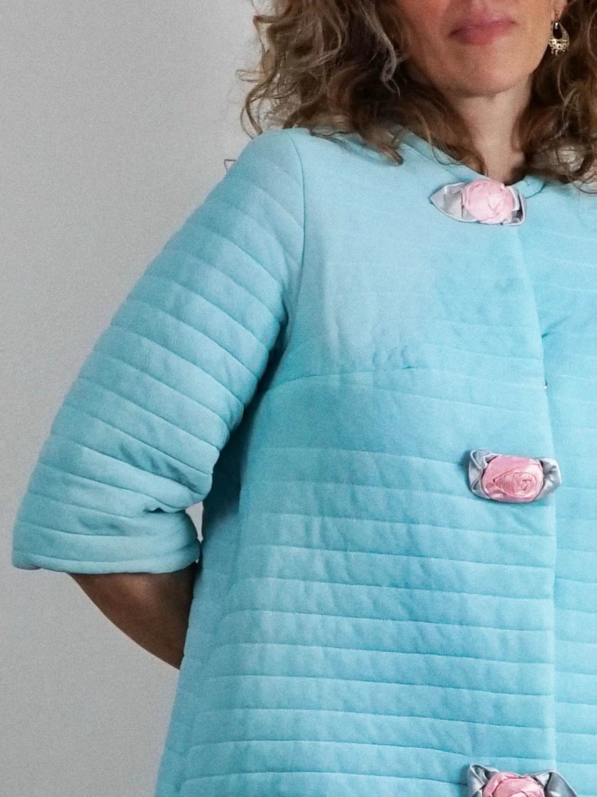 Vintage Powder Blue Quilted House Coat