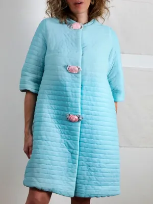 Vintage Powder Blue Quilted House Coat