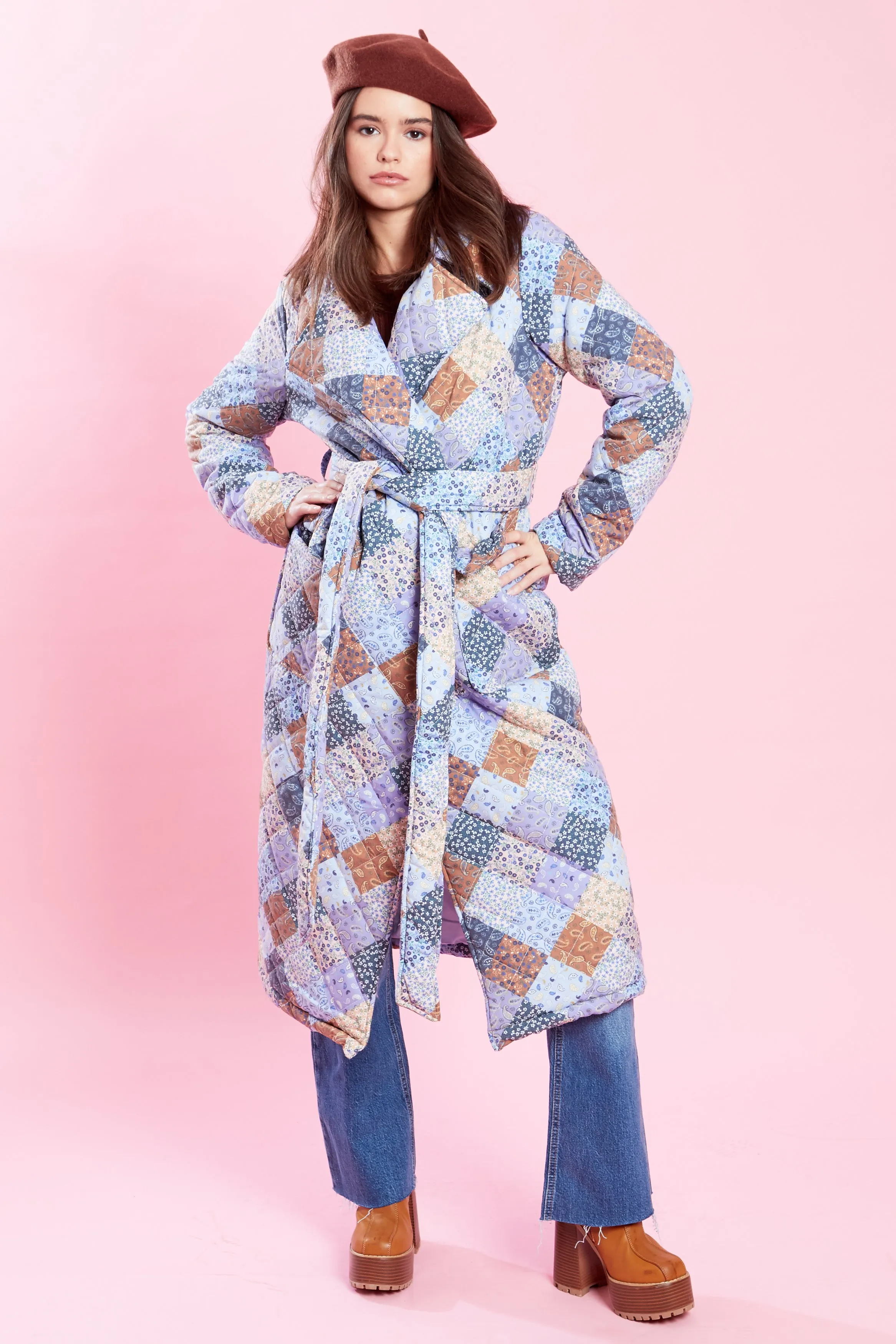 Violet Quilted Patchwork Coat - Multi