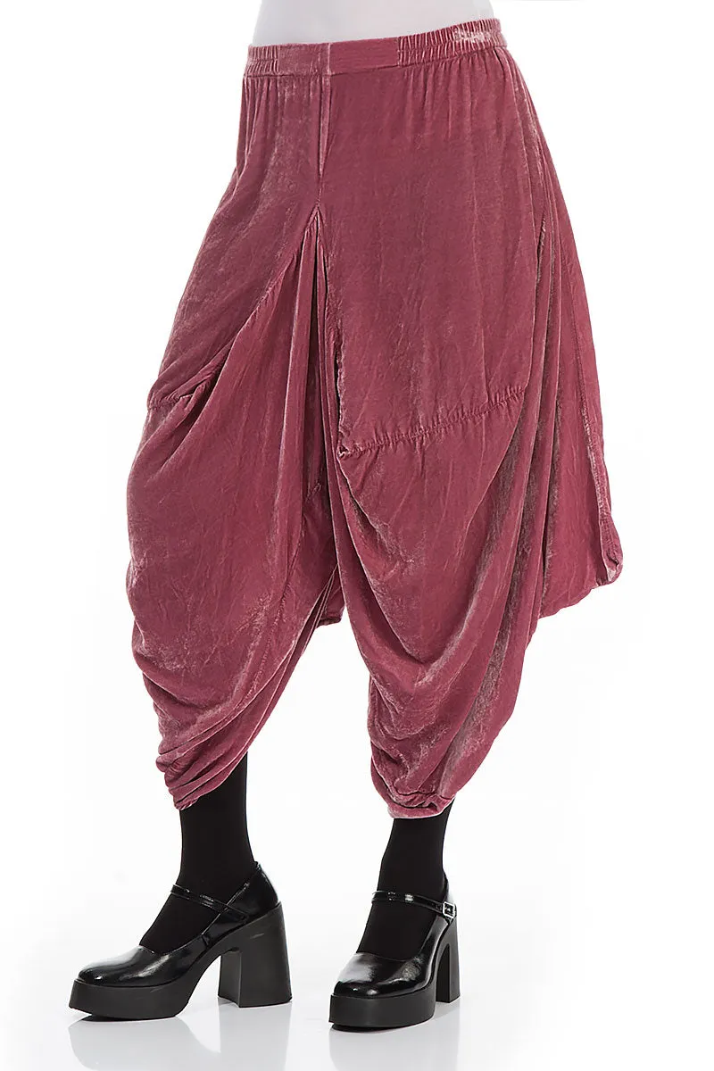 Wide Leg Dusty Rose Silk Velvet Trousers