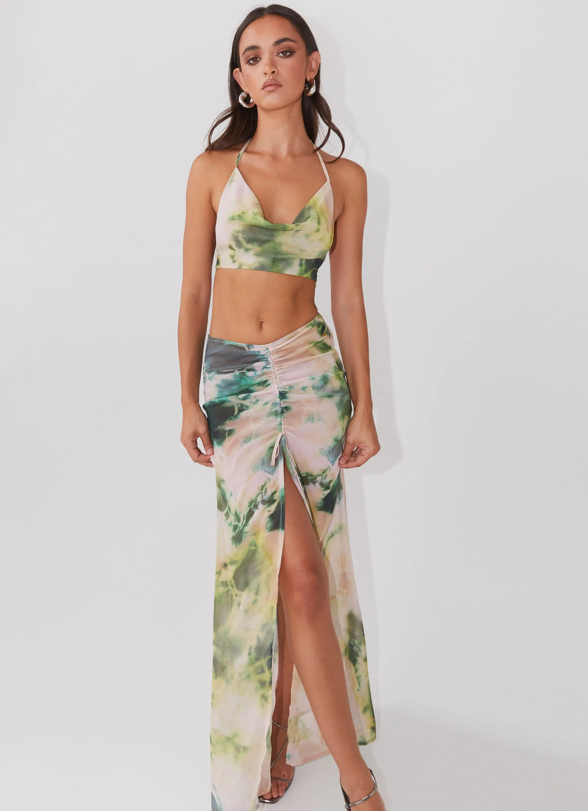 Zenta Ruched Maxi Skirt - Rainforest